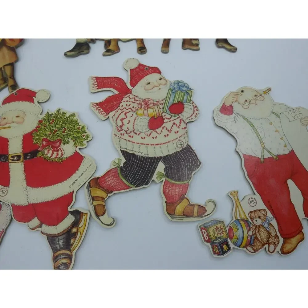 VTG Christmas Merrimack Die Cut Ornaments Victorian Style Lot of 14 Angel Santa